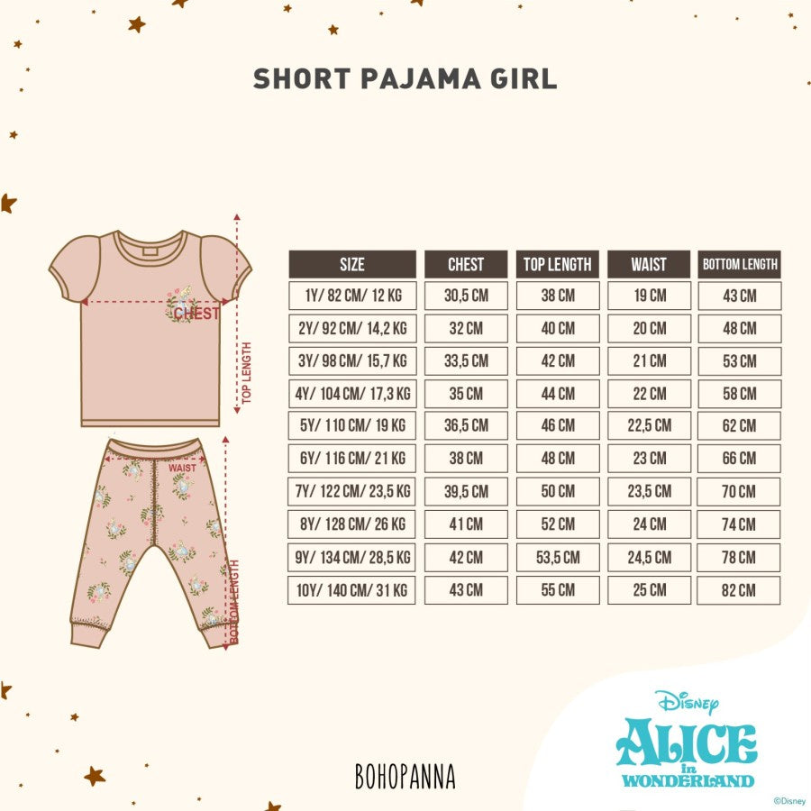 BOHOPANNA - SHORT PAJAMA GIRL - DISNEY - Baju Tidur Anak Perempuan