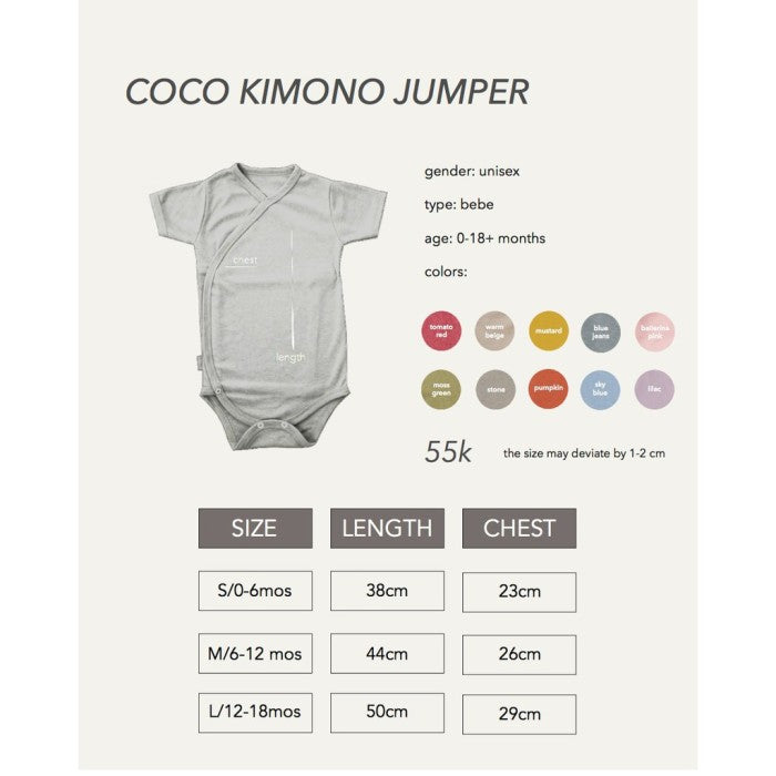 Cocopop Baby COCO Kimono Jumper ( Baju Polos Kaos Katun Bayi Cotton