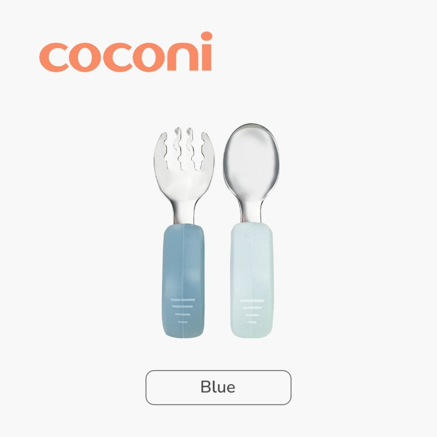 COCONI Eazy Grip Fork & Spoon Set | Sendok Garpu Makan Anak MPASI