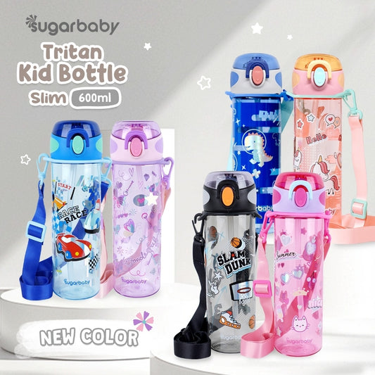 Sugarbaby Tritan Kid Bottle Slim 600 ml botol minum anak BPA free Aman/Sedotan awet/Premium Tritan Eastman Bottle/Botol Laser Printing