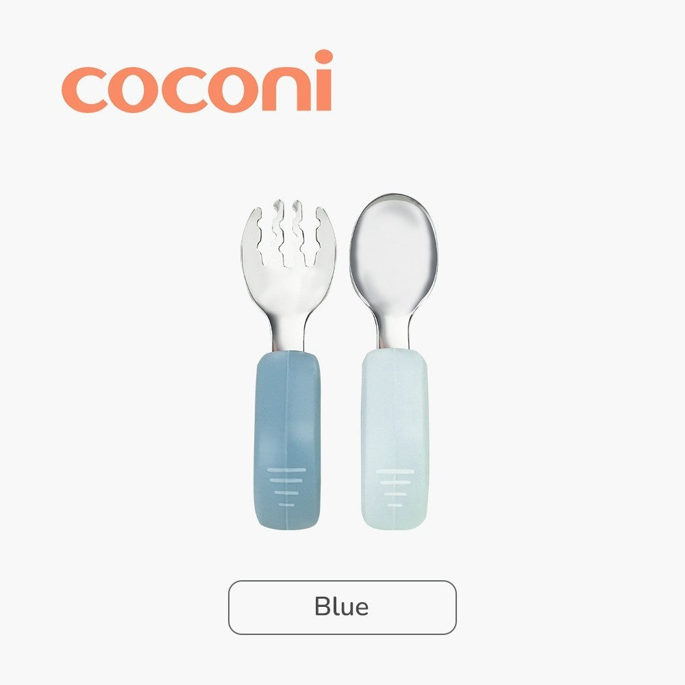 COCONI Eazy Grip Fork & Spoon Set | Sendok Garpu Makan Anak MPASI