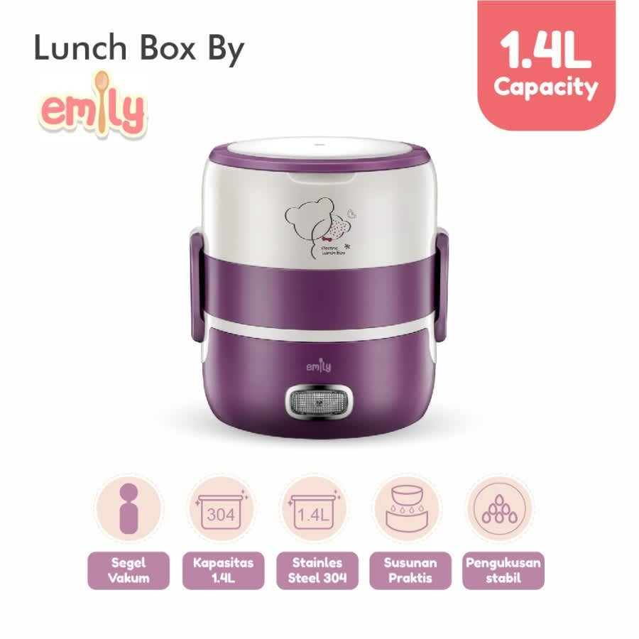 Emily Electric Lunch Box 1.4L / Lunch Box Cooker Set / Wadah Bekal