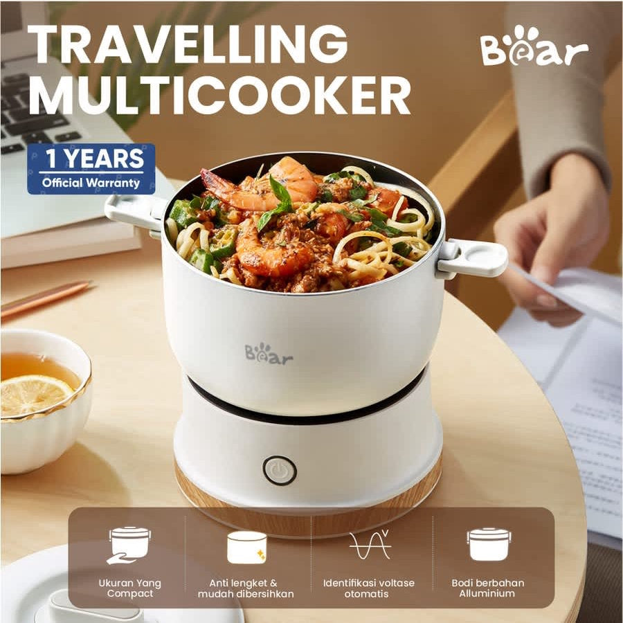 BEAR Travelling Multicooker 1L / Panci Listrik Serbaguna Portable