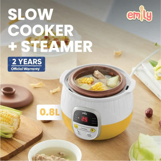 Emily Slow Cooker + Steamer 0.8L Clay Pot / Baby & Family Food Maker - Corn Yellow