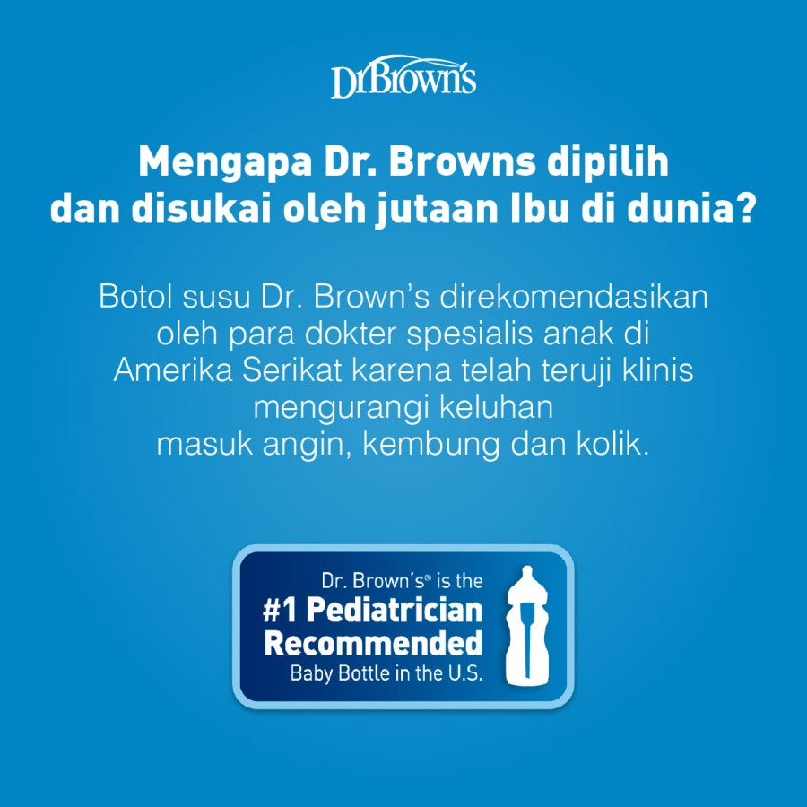 Dr.Brown's 2 oz / 60 ml, 4 oz / 120 ml, 8 oz / 250 ml PP Standard Baby Bottle - Botol Susu Anak