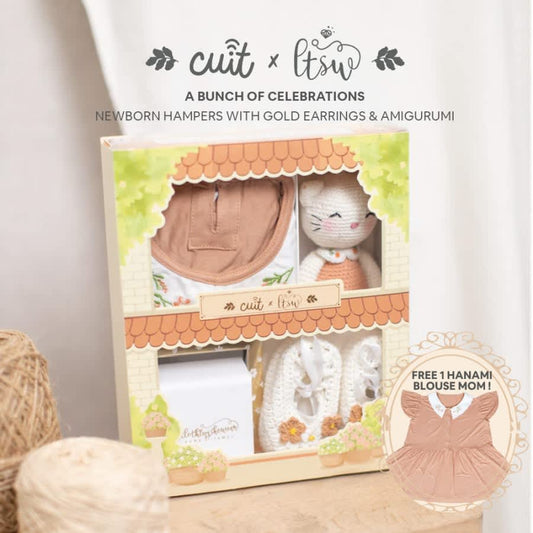 CUIT X Littlethingshewear Hampers Lahiran Newborn Dress Set Emas