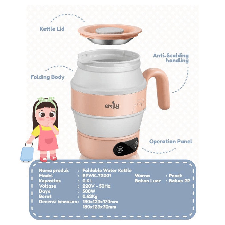 Emily Portable Water Kettle 0.6L / Teko Pemanas Air