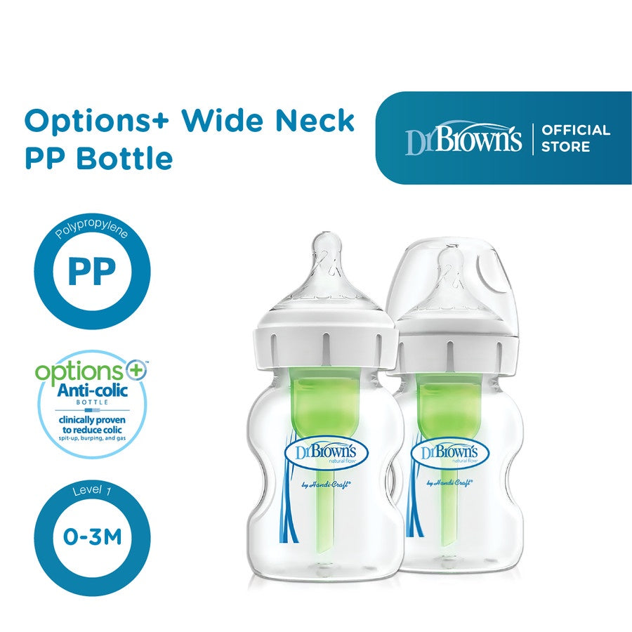 Dr. Brown's 5oz / 150ml PP Wide Neck Options+ - 2 Pack - Botol Susu
