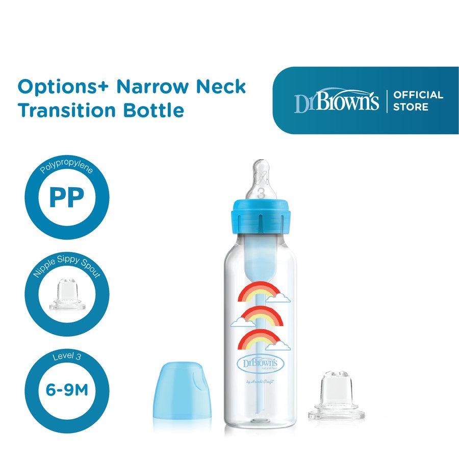Dr.Brown's 8 oz/250 ml PP Narrow Neck Options+ Transition Bottle