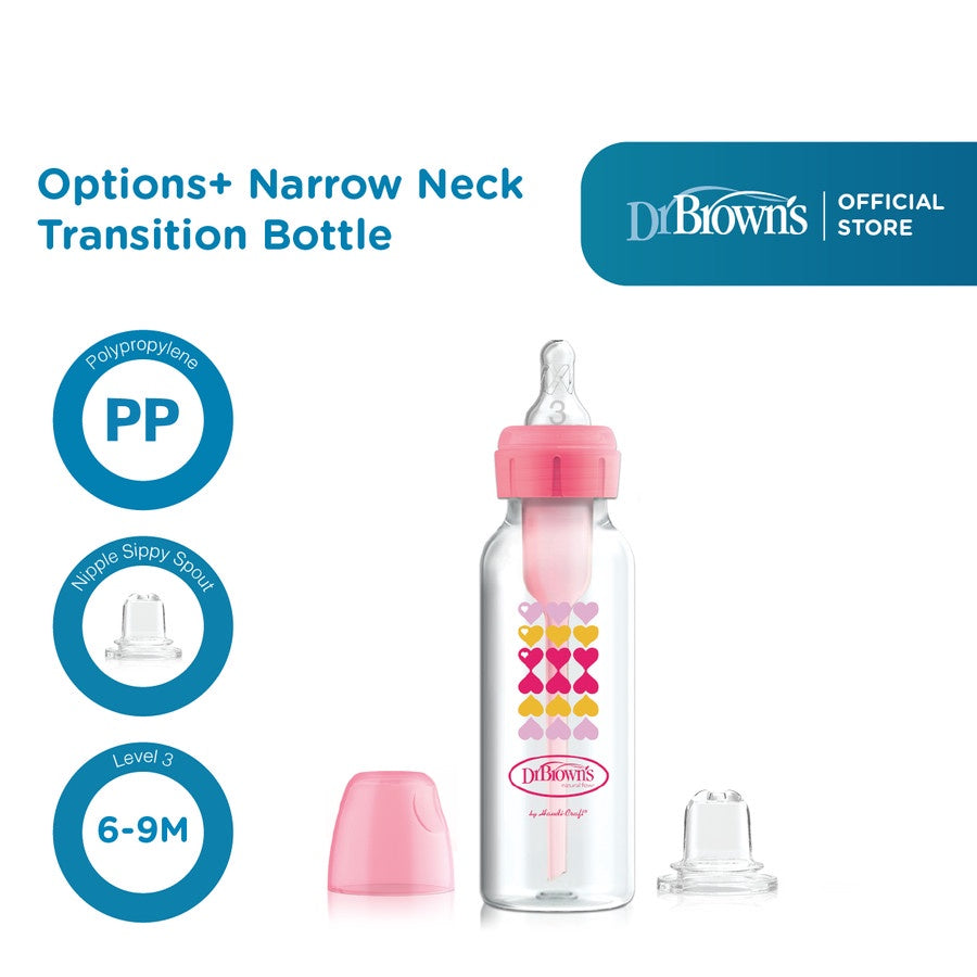 Dr.Brown's 8 oz/250 ml PP Narrow Neck Options+ Transition Bottle