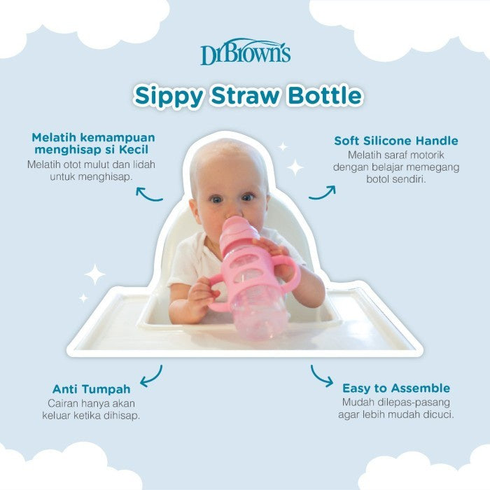 Dr.Brown's Sippy Straw Bottle / Botol Minum Anak 9oz