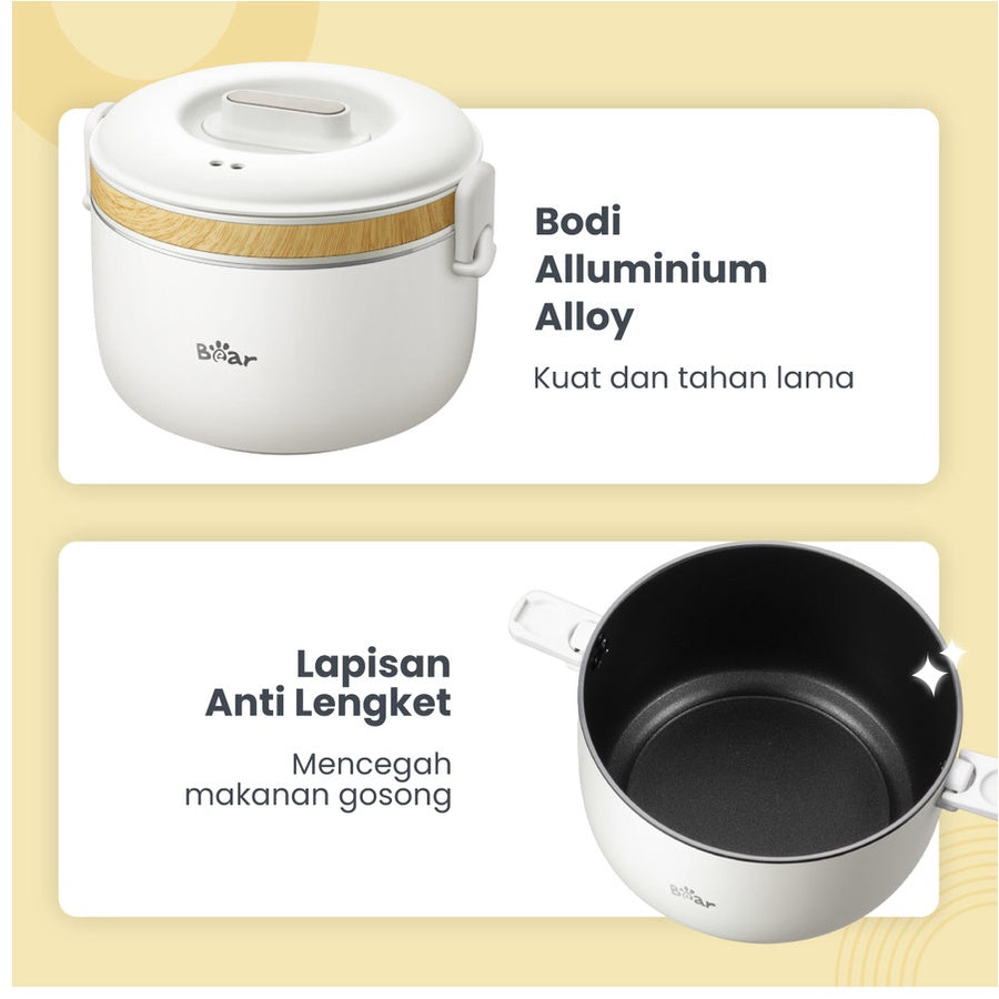 BEAR Travelling Multicooker 1L / Panci Listrik Serbaguna Portable