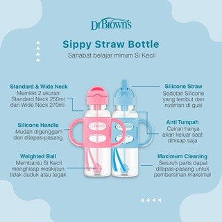 Dr.Brown's Sippy Straw Bottle / Botol Minum Anak 9oz