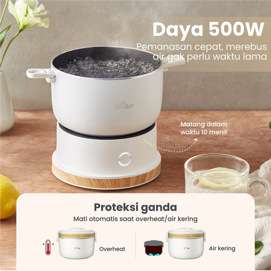 BEAR Travelling Multicooker 1L / Panci Listrik Serbaguna Portable