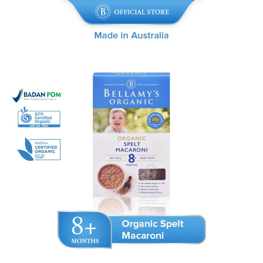 Bellamys Bellamy Organic Spelt Macaroni 200gr | Pasta MPASI Bayi