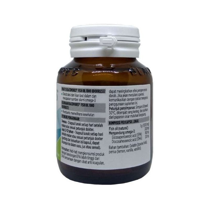 BLACKMORES ODOURLESS FISH OIL 1000mg BPOM KALBE - 30 kapsul