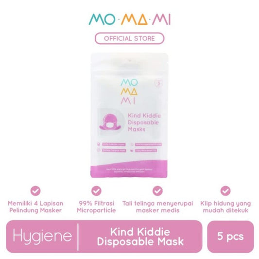 MOMAMI KIND KIDDIE DISPOSABLE MASKS 2 TAHUN+ 5PCS / MASKER ANAK