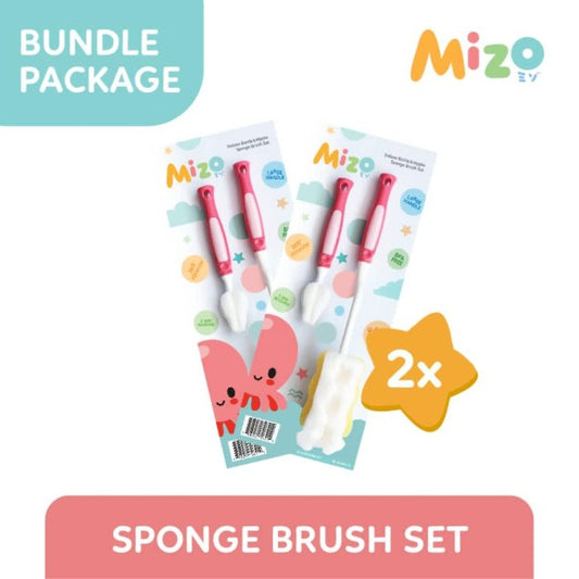MIZO Deluxe Bottle and Nipple Sponge Brush Set X 2 Sets