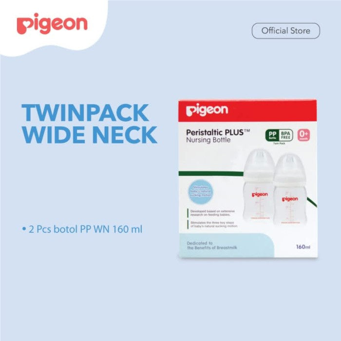 Pigeon Twin Pack Bottle Wide Neck 160Ml P-Plus Nipple Botolisi 2pcs