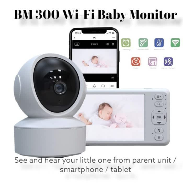 KURU BM300 5.0" Smart Video Audio Wi-Fi Baby Monitor 360 PTZ Rotation