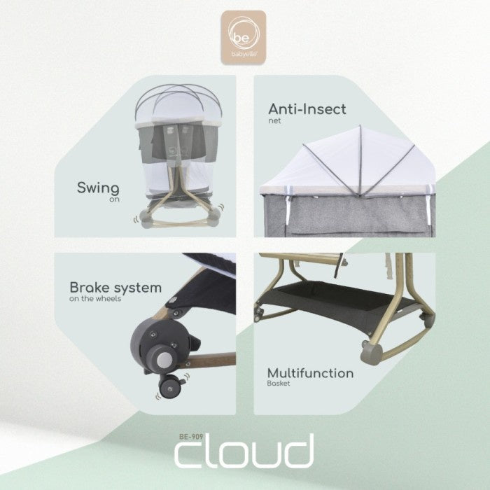 Box Bayi Babyelle Cloud Bedside Baby Crib Tempat tidur ayun baby elle