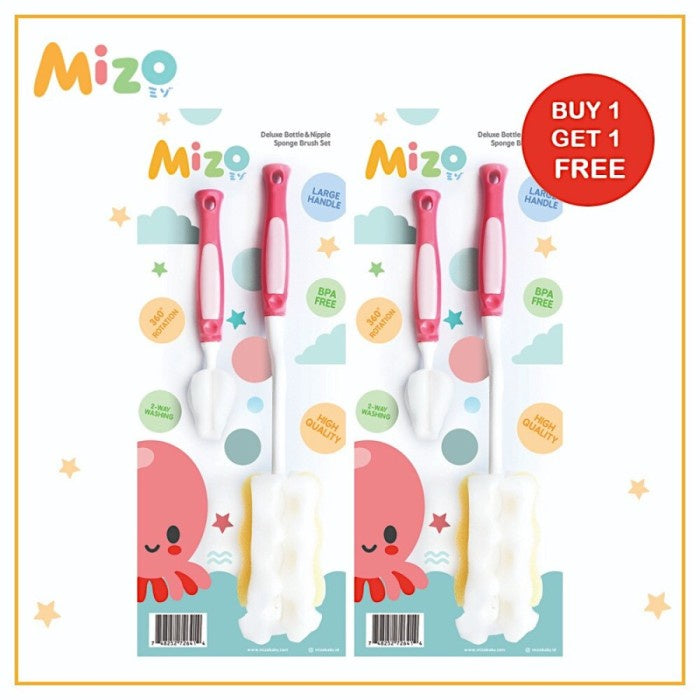 MIZO Deluxe Bottle and Nipple Sponge Brush Set X 2 Sets