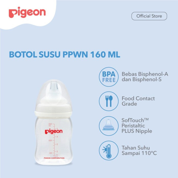 Pigeon Twin Pack Bottle Wide Neck 160Ml P-Plus Nipple Botolisi 2pcs