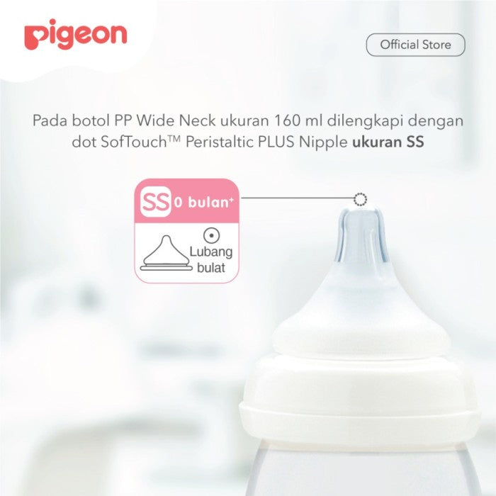 Pigeon Twin Pack Bottle Wide Neck 160Ml P-Plus Nipple Botolisi 2pcs