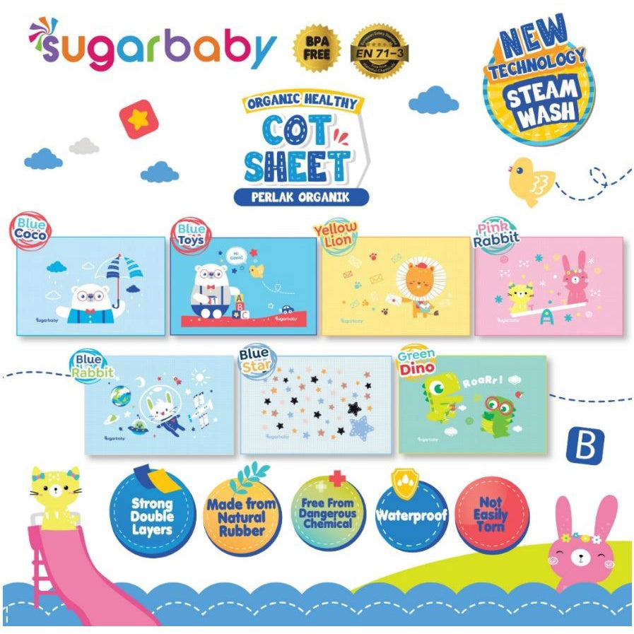 Sugar Baby Organic Healthy Cot Sheet /Perlak Karet Organik