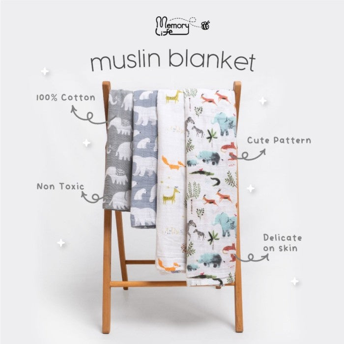 MemoryLife Essentials - Premium Baby Muslin Blankets Swaddle Bedong