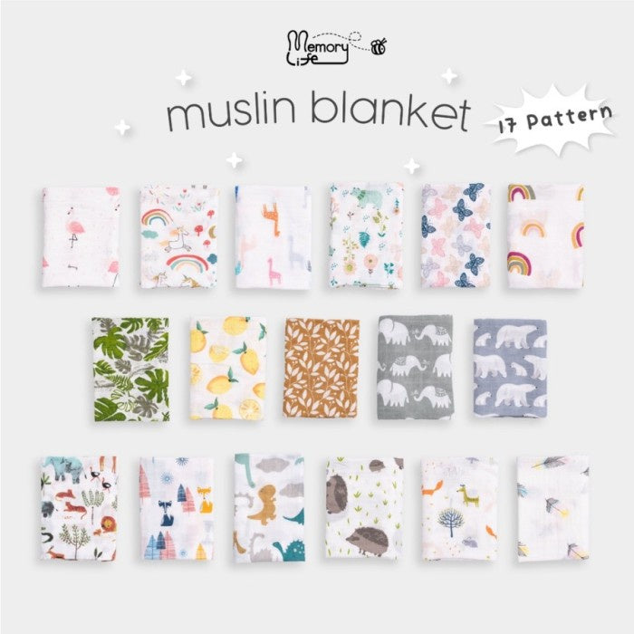 MemoryLife Essentials - Premium Baby Muslin Blankets Swaddle Bedong