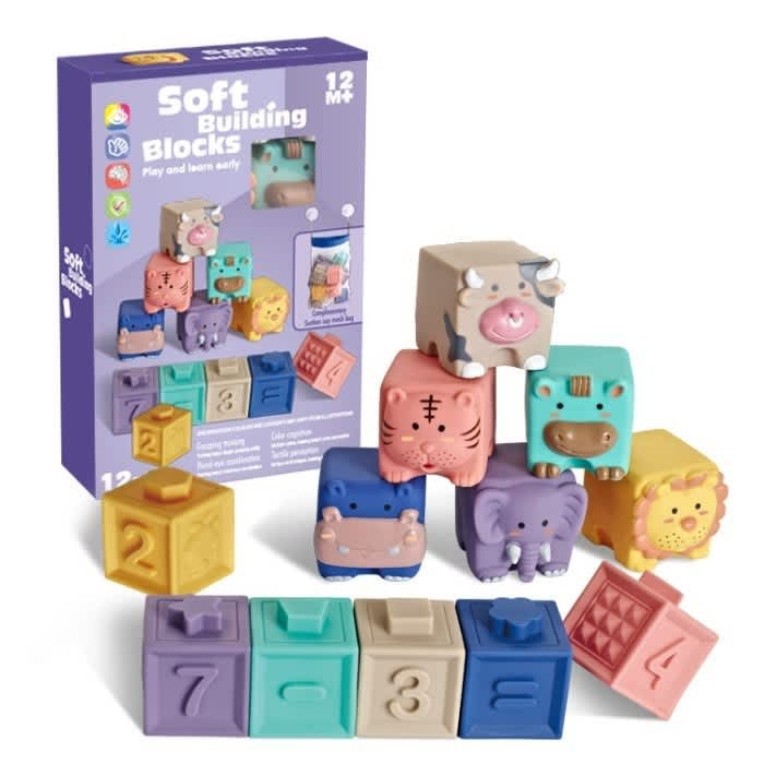 Soft building blocks, Mainan balok lentur anak, Mainan bayi teether
