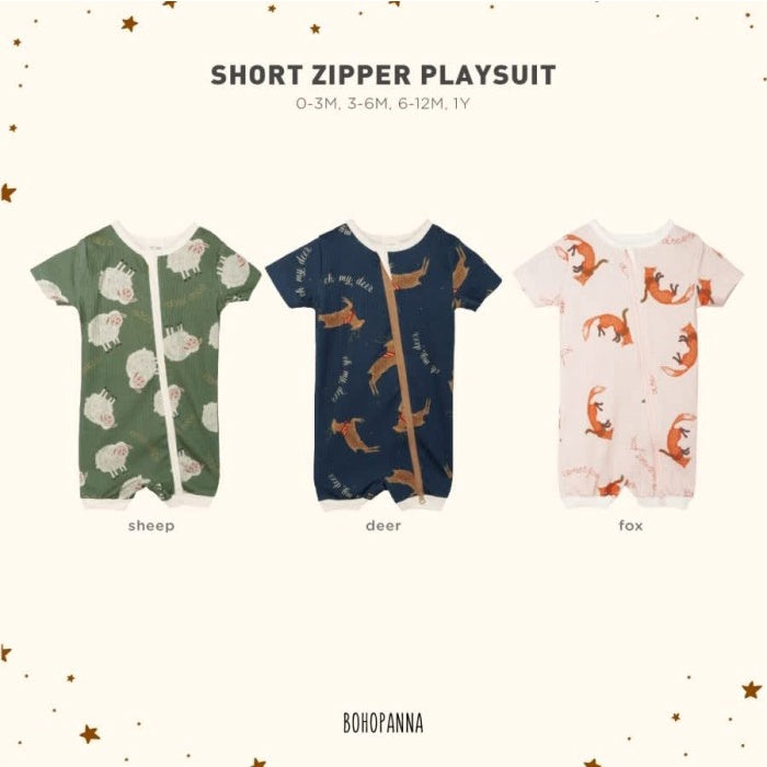 Boho panna bohopanna Short Zipper Playsuit Animal jumpsuit