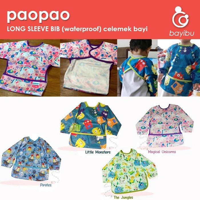 Paopao Long Sleeve Bib Celemek Baju Anak Bayi Makan