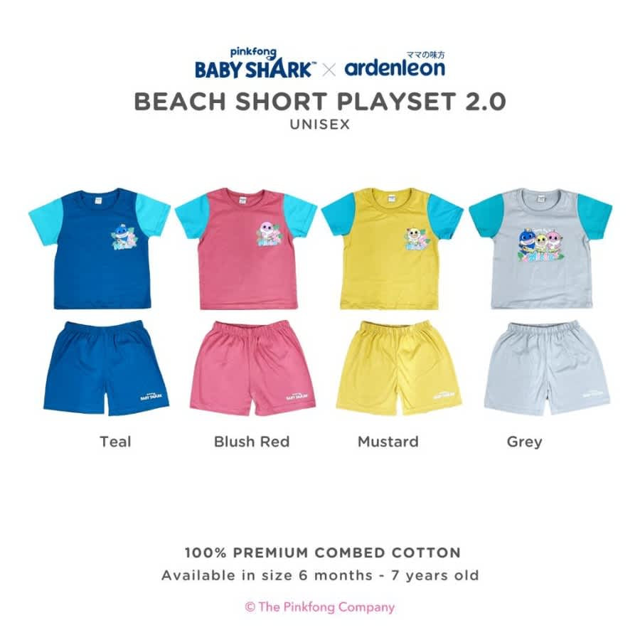 Ardenleon Pinkfong Baby Shark Beach Setelan Anak Short Playset 2.0