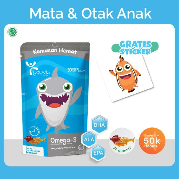 Youvit Omega-3 Anak 7 Hari untuk Otak & Mata Anak GRATIS Stiker