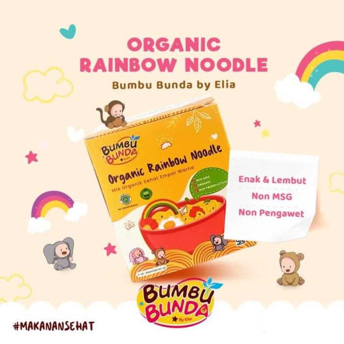 Bumbu Bunda Organic Rainbow Noodle Mie Organik 4 Warna Non MSG