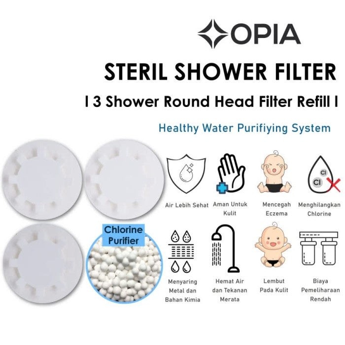 Opia Steril Shower Head Filter Refill Pack (3ea/Pack) Replacement
