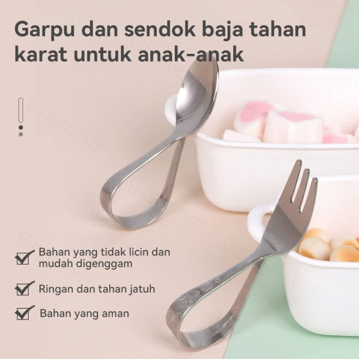 Stainless Sendok Garpu Anak Bayi Training Spoon Fork Made In Japan
