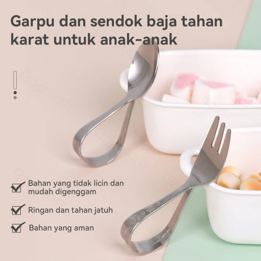 Stainless Sendok Garpu Anak Bayi Training Spoon Fork Made In Japan
