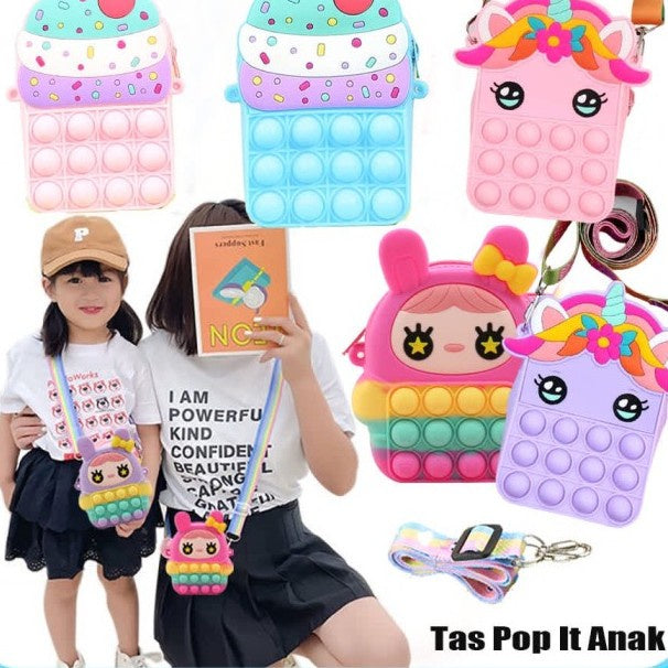 Tas Pop It Anak Tas Slempang Karakter Kelinci/ Tas Pop It Anak