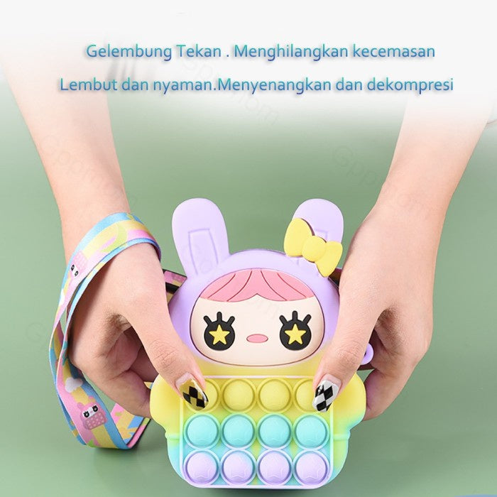 Tas Pop It Anak Tas Slempang Karakter Kelinci/ Tas Pop It Anak