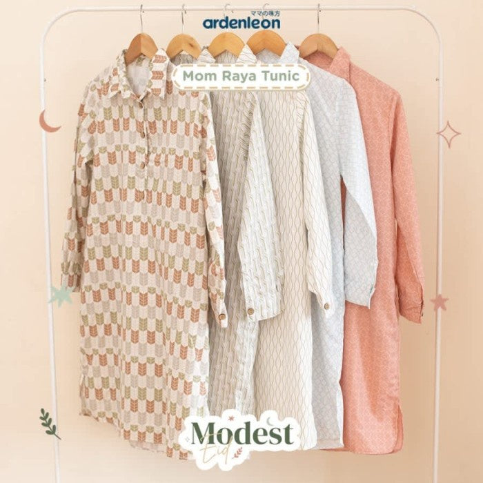 ARDENLEON Atasan Dewasa Raya Mom Tunic Dress Lebaran Matching Family