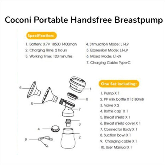 COCONI Portable Electric Breastpump Pompa Asi Portable Handsfree