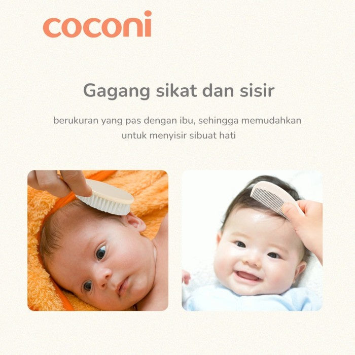 COCONI Baby Comb & Hair Brush | Sisir Sikat Rambut Bayi 2 Pcs