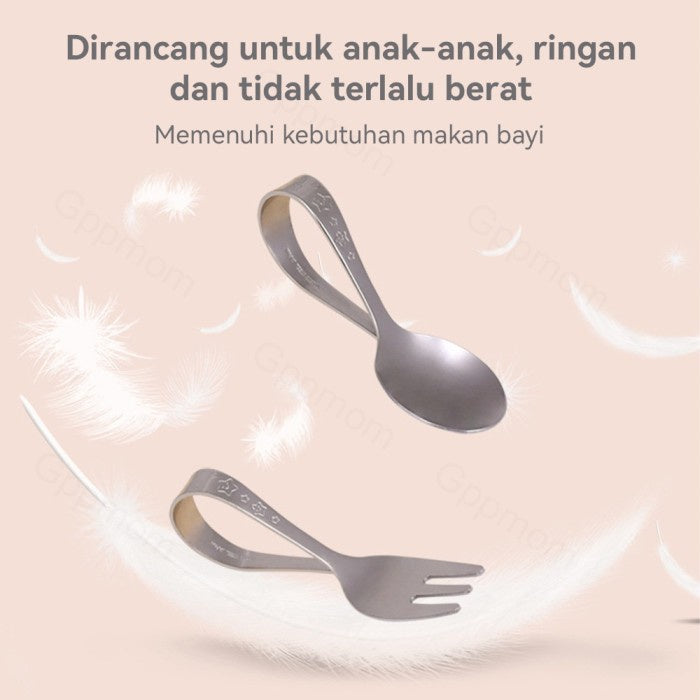 Stainless Sendok Garpu Anak Bayi Training Spoon Fork Made In Japan