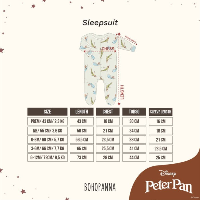 BOHOPANNA - SLEEPSUIT (2) DISNEY- ONESIE Peterpan