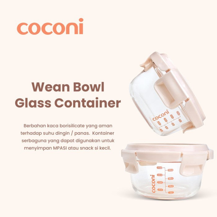 COCONI Wean Bowl Glass Container 240ml 2pcs | Wadah Mpasi Kaca