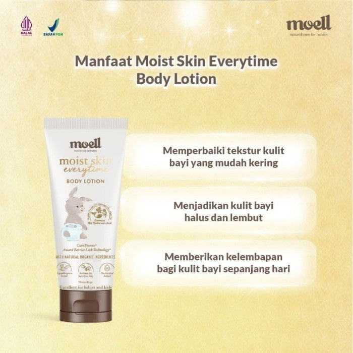 Moell Body Lotion Bayi Moell Baby Moist Skin BPOM Halal Bebas Alkohol