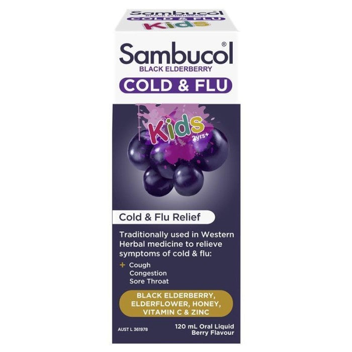 Sambucol Cold And Flu For Kids Black Elderberry Liquid-120 ml